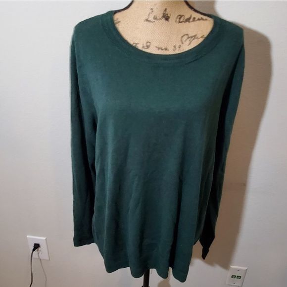 Talbots cable knit trim‎ collar and wrists hunter green sweater size medium NEW! - Picture 2 of 7